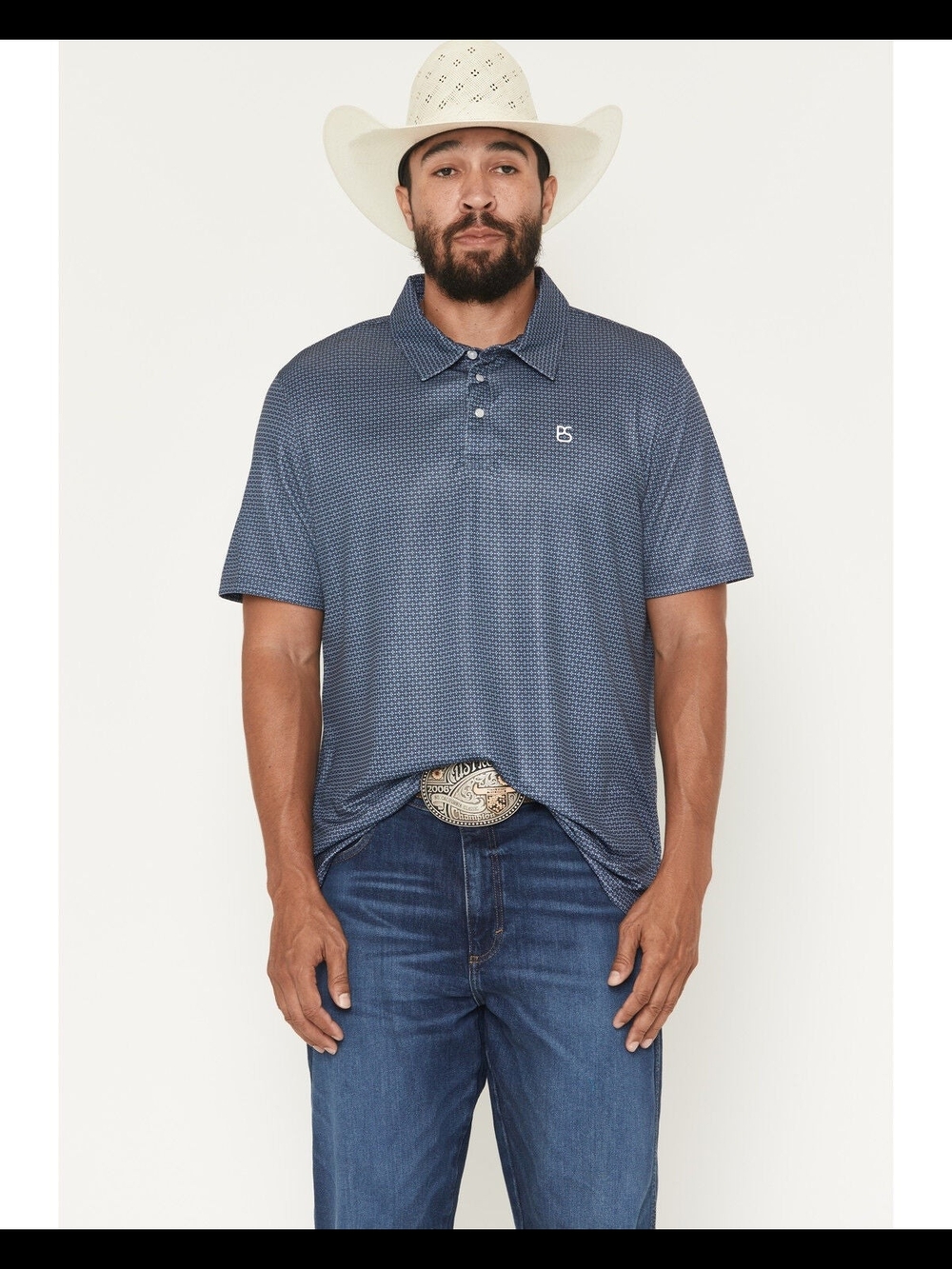 Panhandle Slim Navy Micro-Pattern Polo